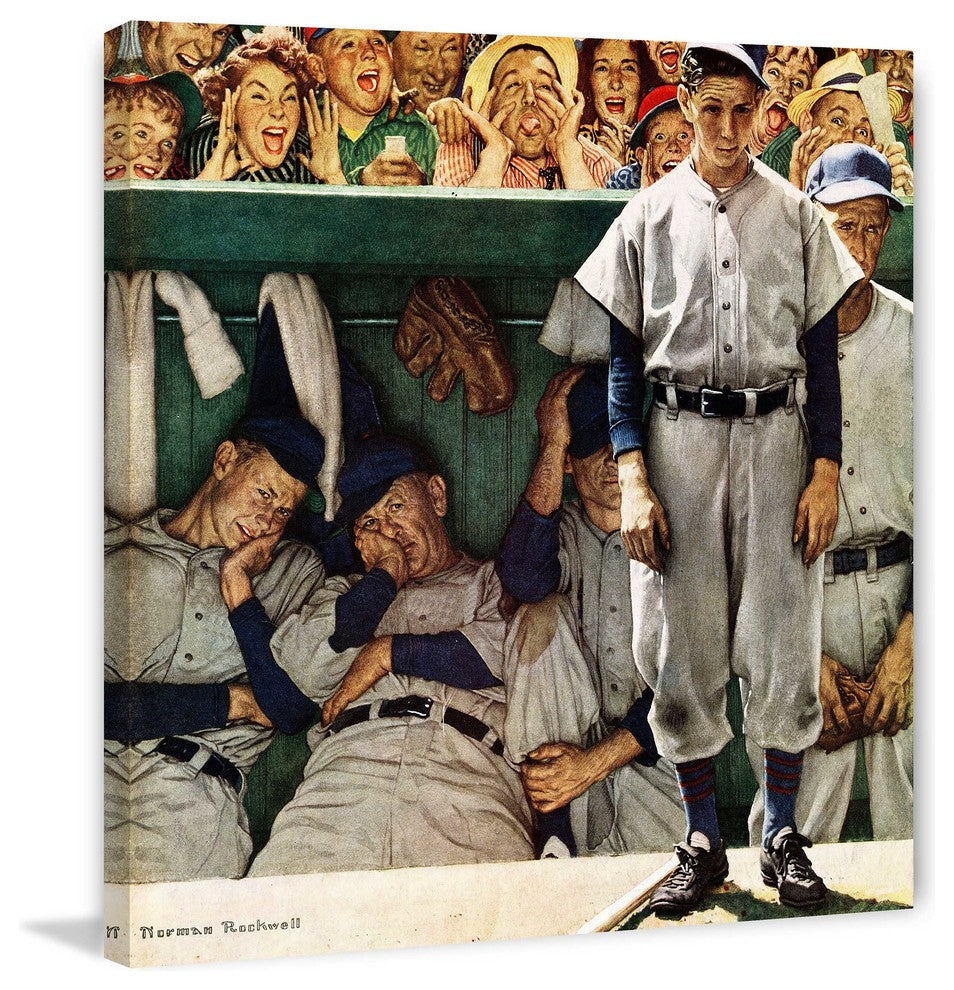 "The Dugout" Painting Print on Canvas by Norman Rockwell
