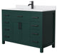48"SGL Bathroom Vanity, Green, White Cult. Marble Countertop, Sink, Black Trim