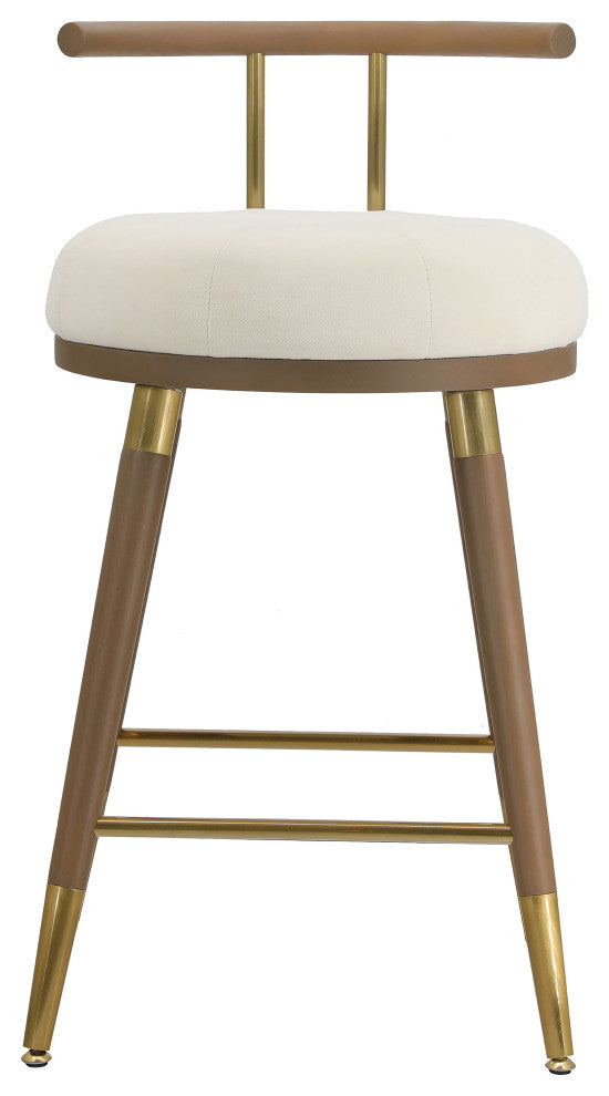 Juniper Upholstered Stools, Cream, Brown, Barstool