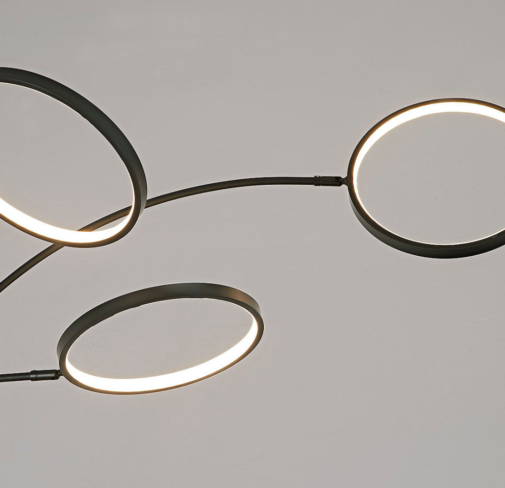 Angels 80"H Three Ring Dimmable LED Lights Arched Floor Lamp, Black