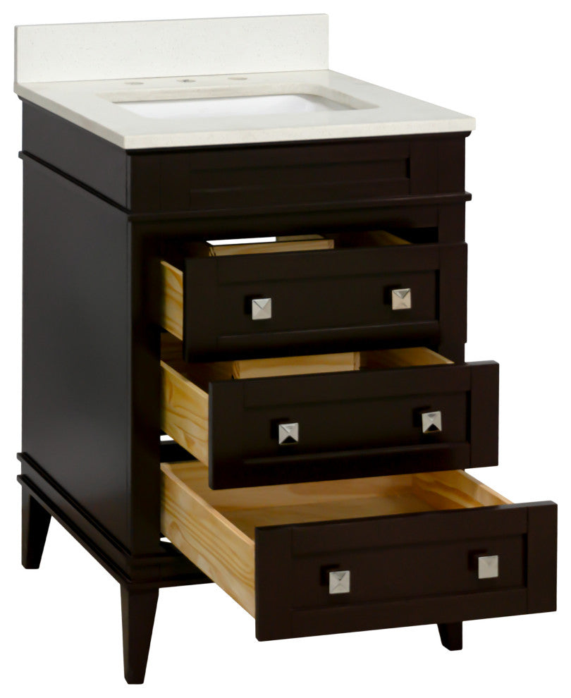 Eleanor 24" Bathroom Vanity, Chocolate, Quartz