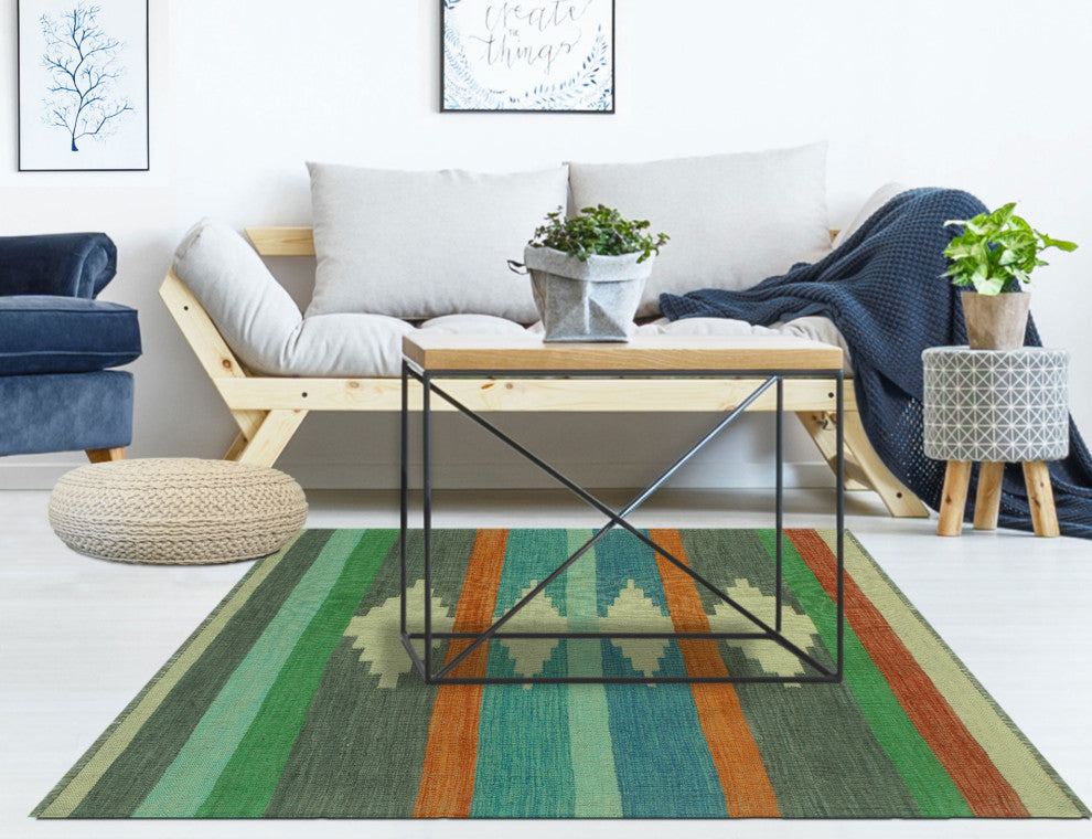 Winchester Kilim Zainnah Gray/Turquoise Rug, 3'11x5'10