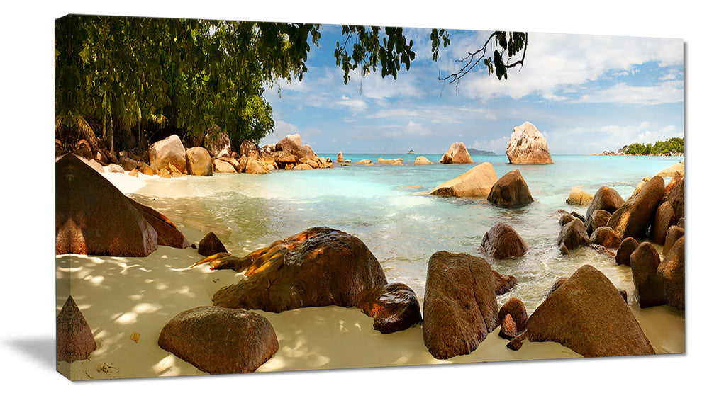 "Tropical Rocky Beach Panorama" Wall Art Landscape, 40"x20"