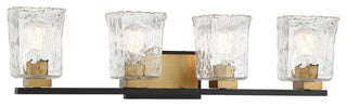 Sidney 4-Light Bathroom Vanity Light, Matte Black With Warm Brass Accents