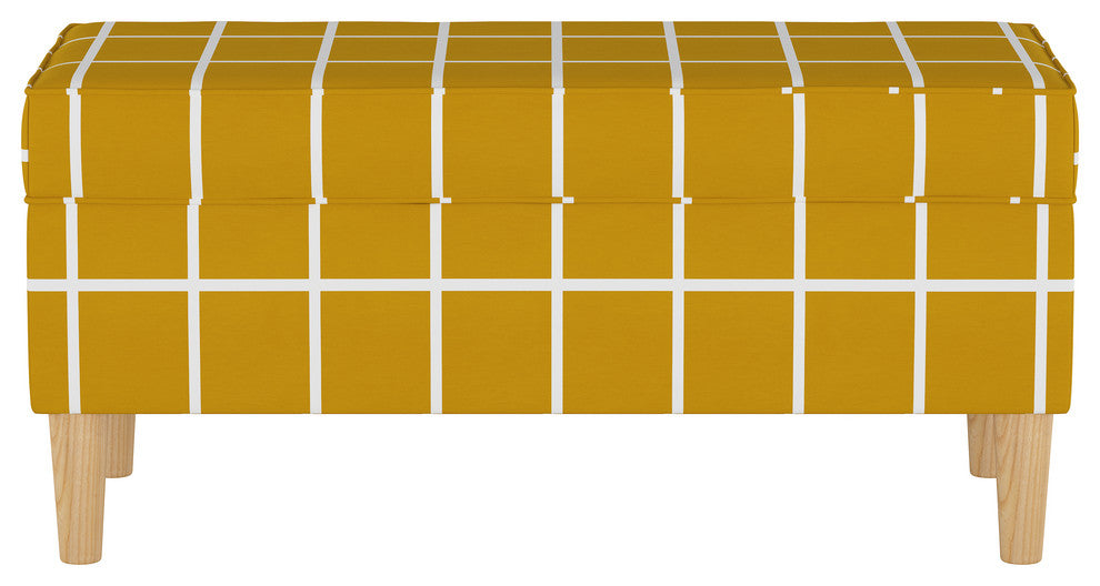 Elliot Storage Bench, Rectangle Grid Mustard