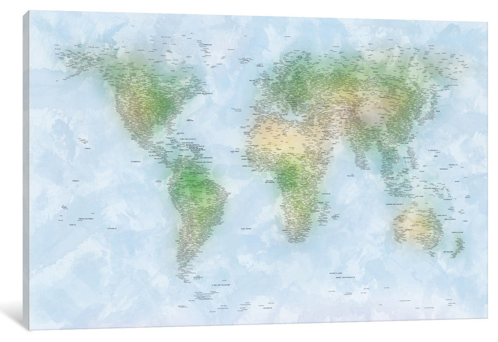 "World Map VI" by Michael Tompsett, Canvas Print, 40x26"