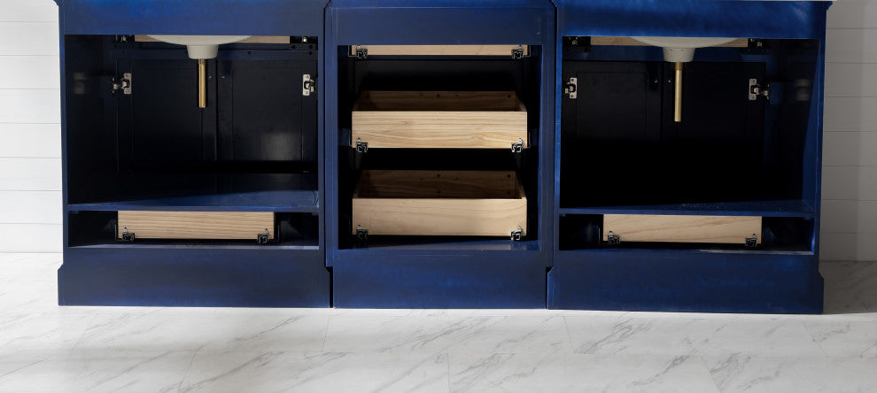 Milano Transitional Blue 96" Double Sink Bathroom Vanity Modular Set
