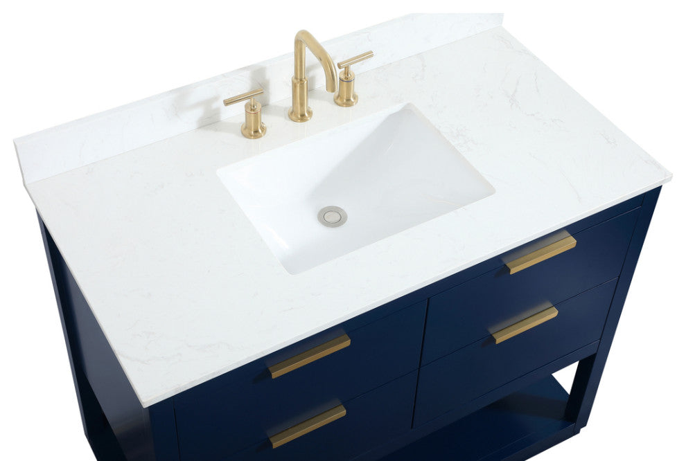42" Single Bathroom Vanity, Blue, With Backsplash