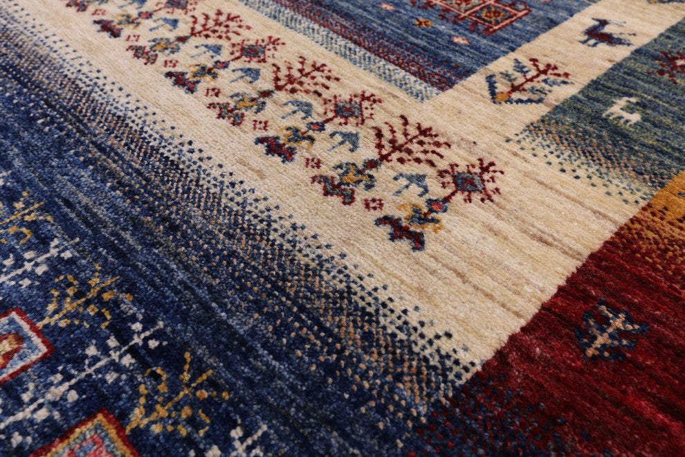 Persian Gabbeh Tribal Hand-Knotted Rug 4' 11" X 6' 8" Q4935