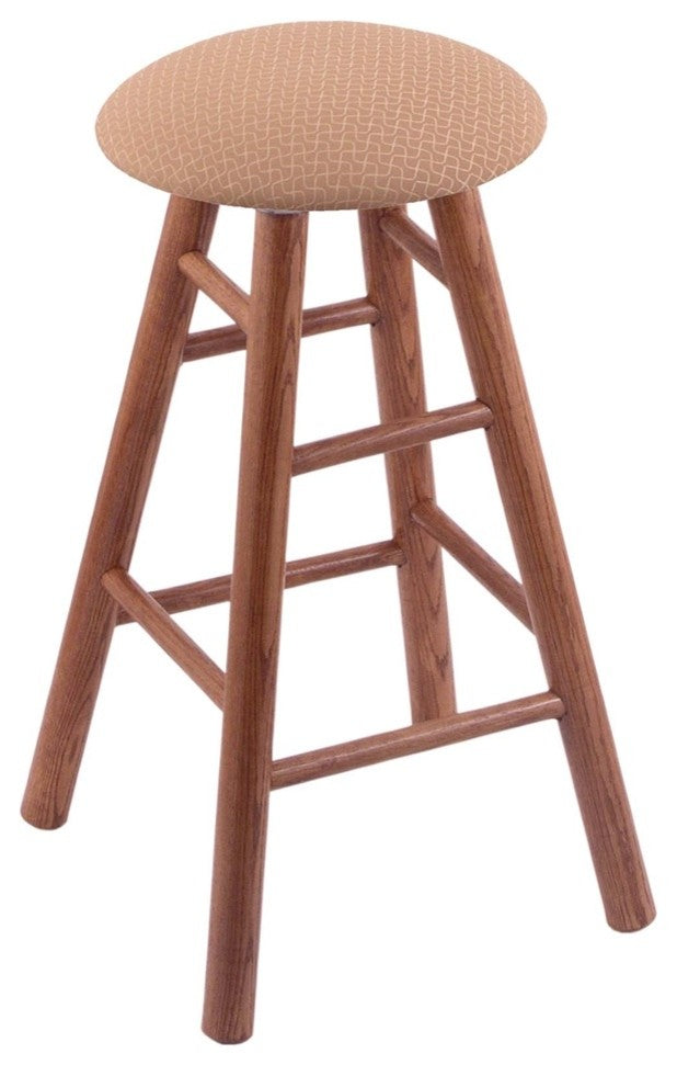 Holland Bar Stool, Oak Round Cushion Counter Stool, Smooth Legs
