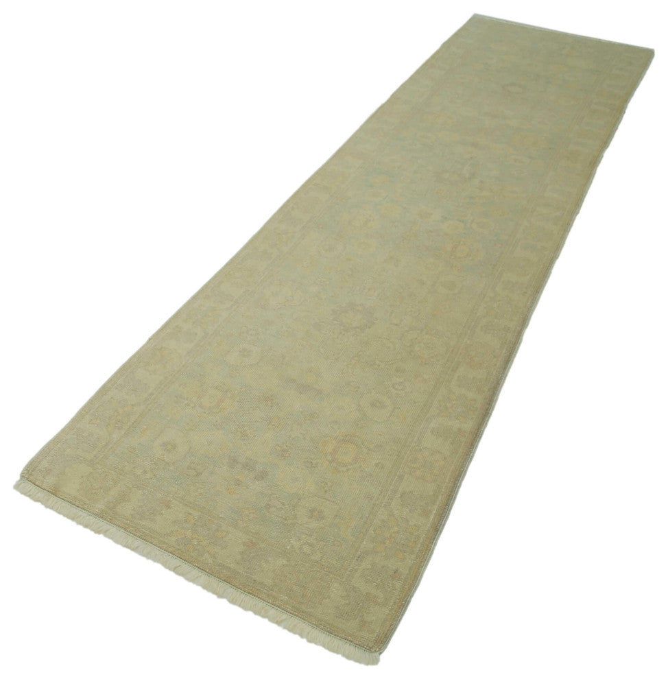 Rug N Carpet - Handmade Oriental 2' 8" x 11' 8" Runner Oushak Area Rug