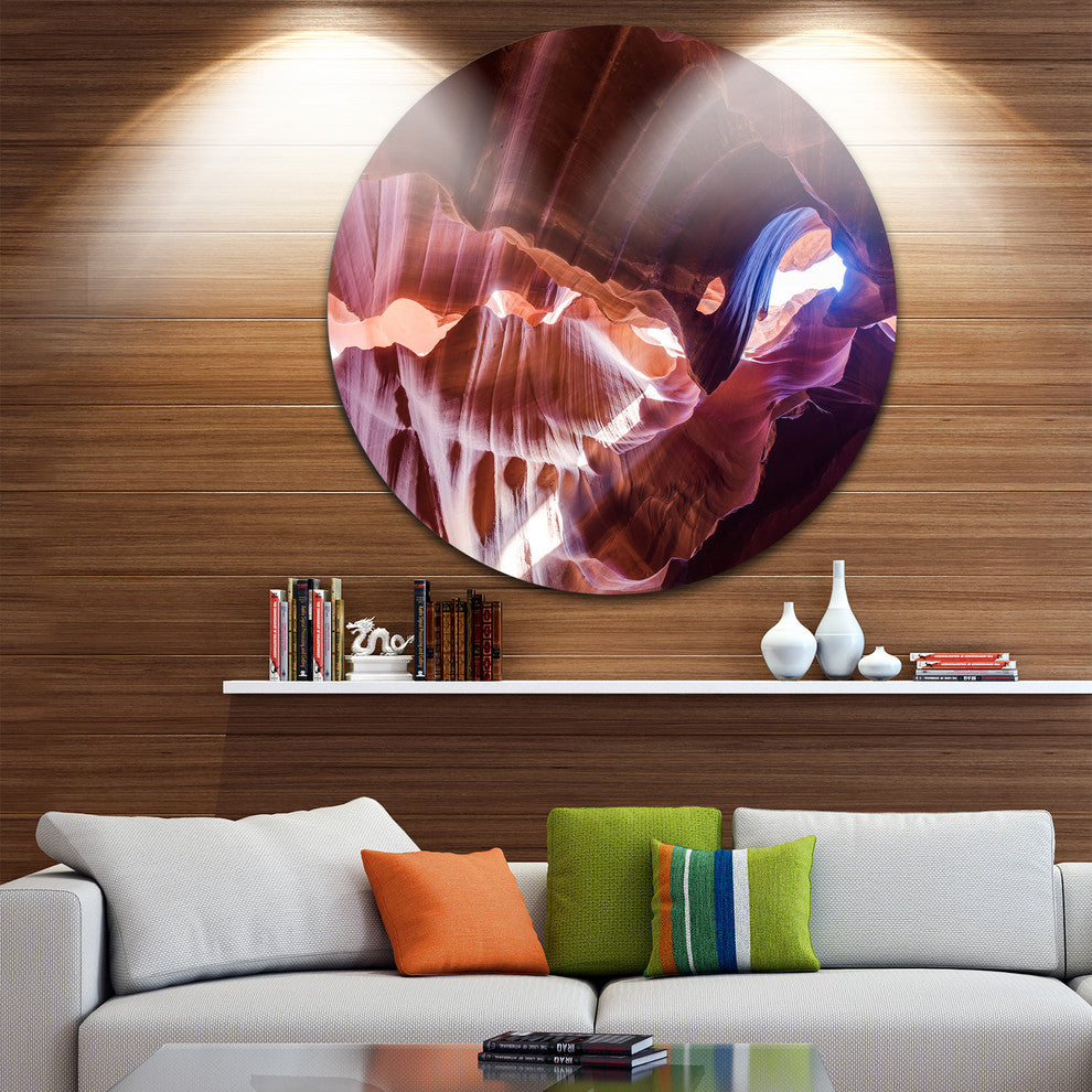 Blue Light In Antelope Canyon, Landscape Photo Disc Metal Artwork, 11"
