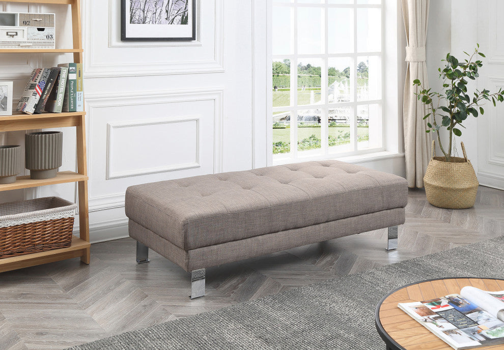Riveredge Gray Polyester Upholstered Ottoman