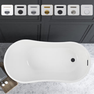 55" Freestanding Acrylic Bathtub, White/Matte Black