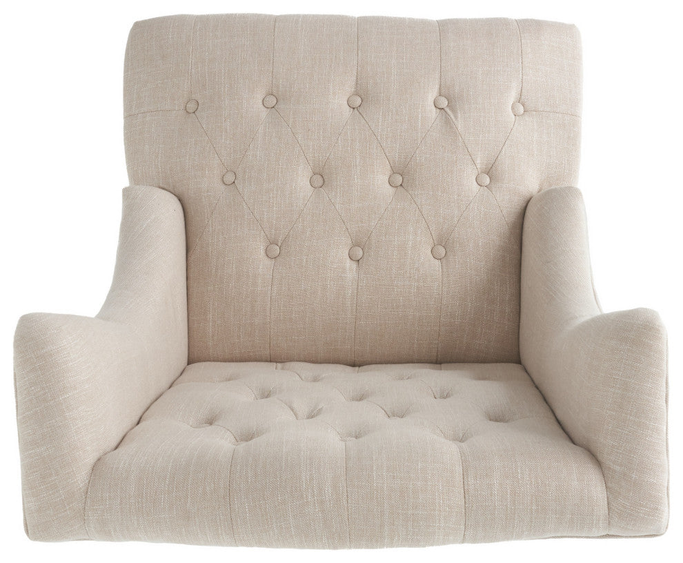 GDF Studio Clarice Tall Wingback Tufted Fabric Accent Chair, Light Beige