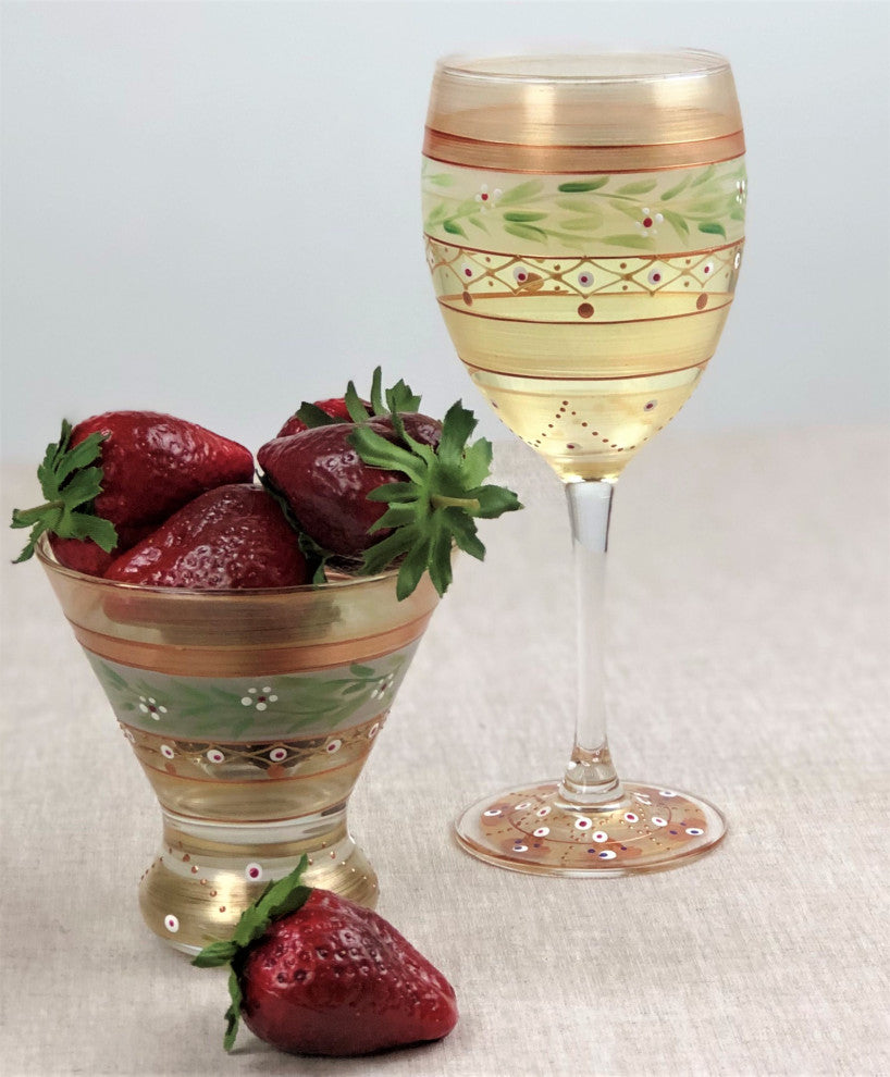 Mosaic Gold Garland Wine Glasses, Set of 2