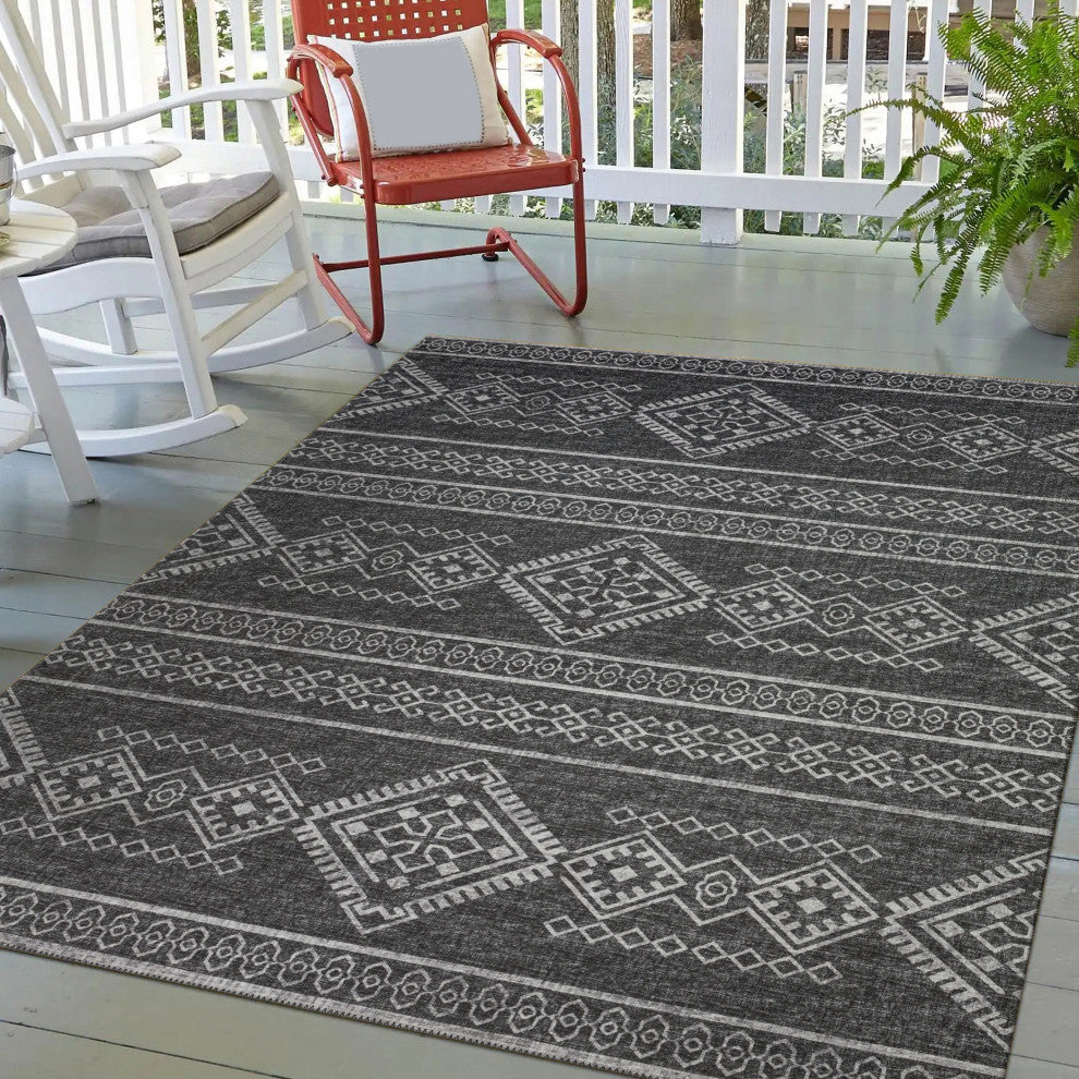 Indoor/Outdoor Sedona SN14 Midnight Machine Washable 3' x 5' Rug