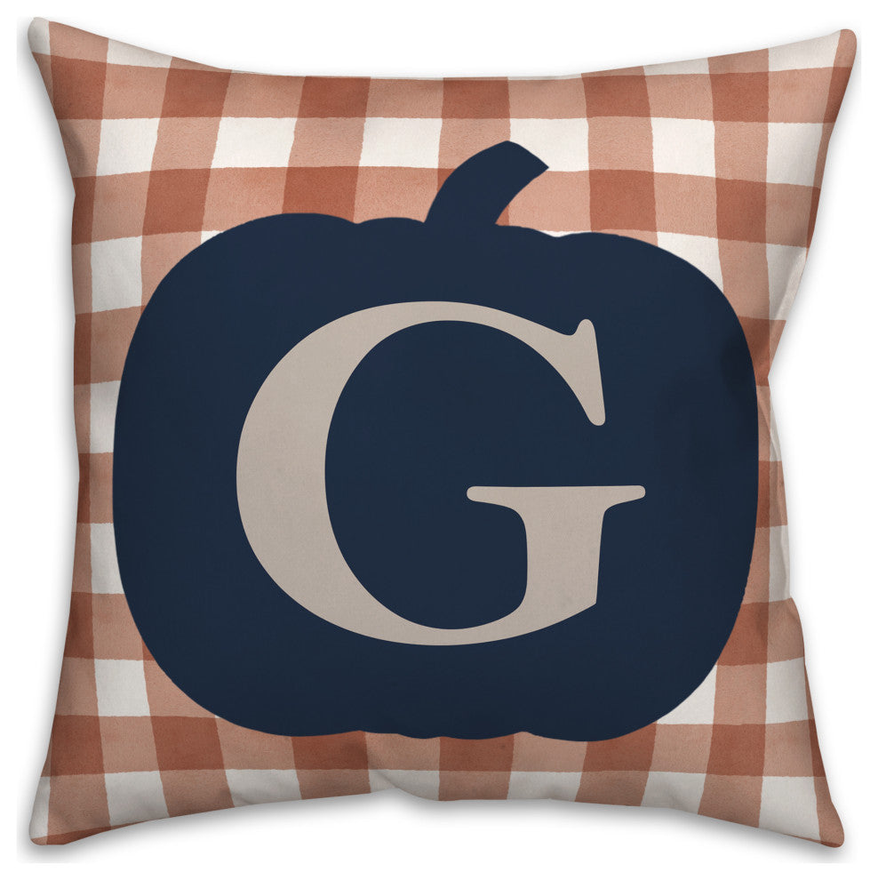 Blue Pumpkin Monogram G 18x18 Spun Poly Pillow