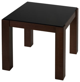 Cortesi Home Rolf Glass Top End Table, Walnut Finish