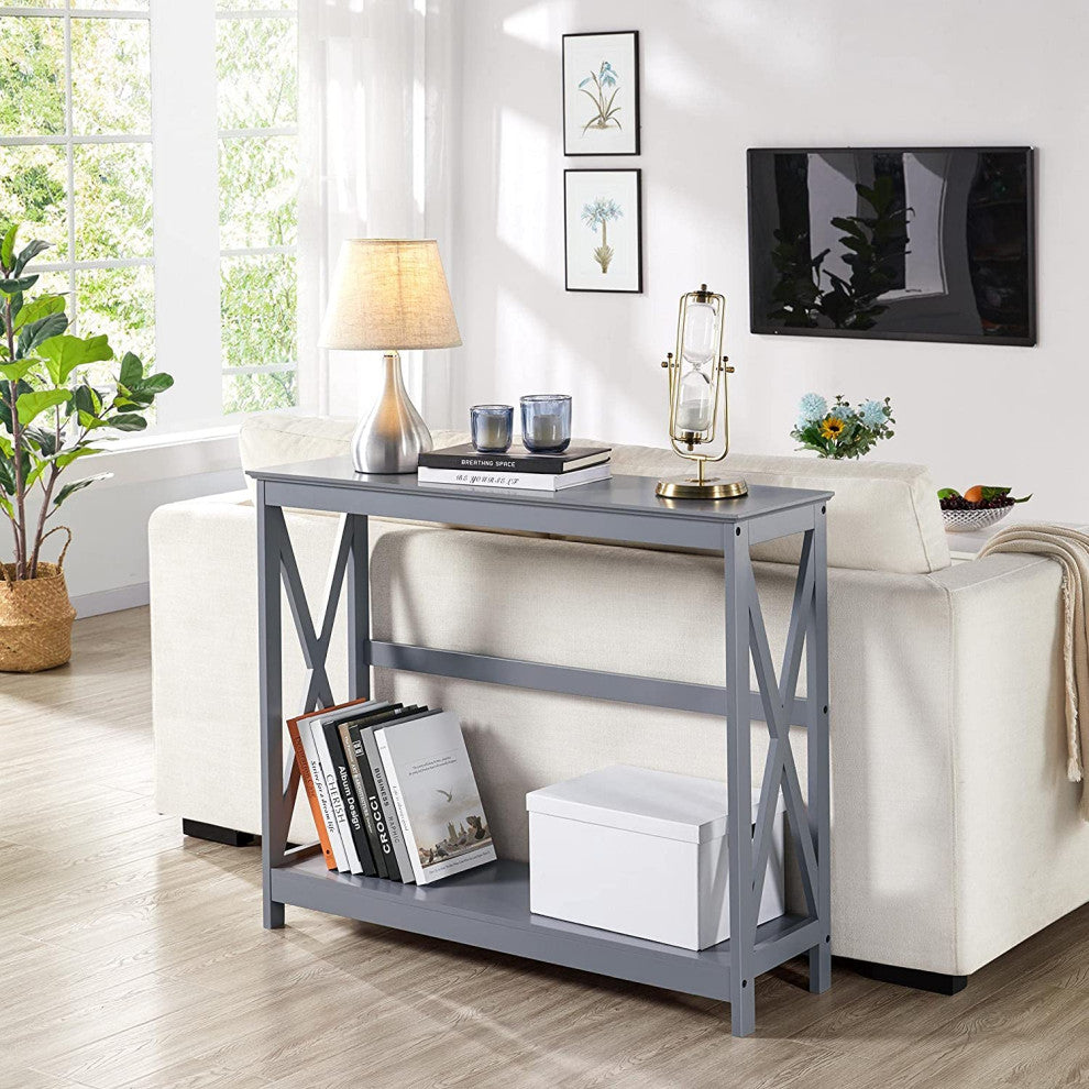 Modern 2-Tier Entryway Table, Grey