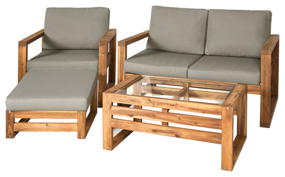 4-Piece Modern Patio Chat Set - Brown
