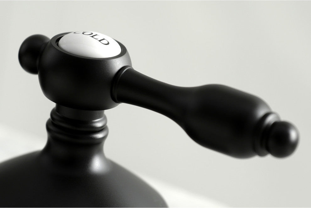 Kingston Brass Widespread Bathroom Faucet With Brass Pop-Up, Matte Black