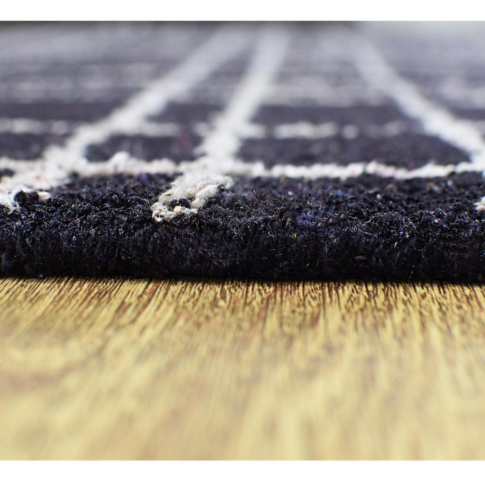 HAND KNOTTED LOOM SILK ECO-FRIENDLY RUGS-5'x8',Rectangle,Black Beige,Geometric