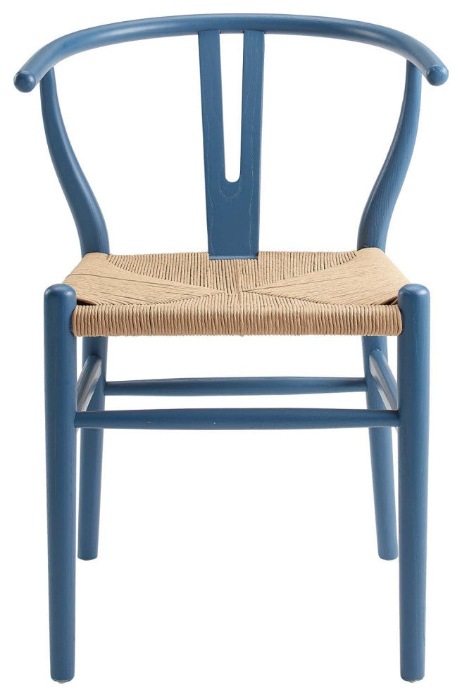 Side Dining Chair, Wood, Blue, Modern, Cafe Bistro Restaurant Hospitality