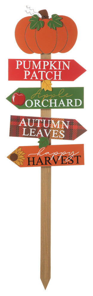 41.75"H Fall Wooden Pumpkin Patch Yard Stake