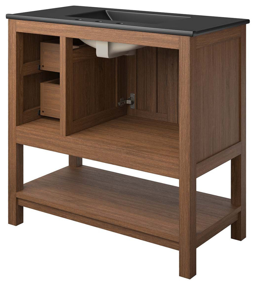 Ashlyn 36" Wood Bathroom Vanity - Walnut Black