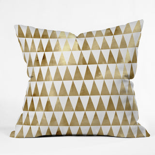 Georgiana Paraschiv Triangle Pattern Gold Outdoor Throw Pillow