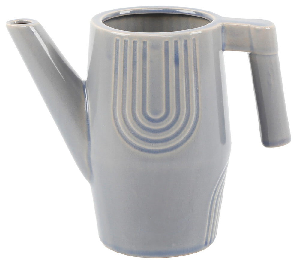 8.75" Rainbow Ceramic Watering Can,Glass Blue