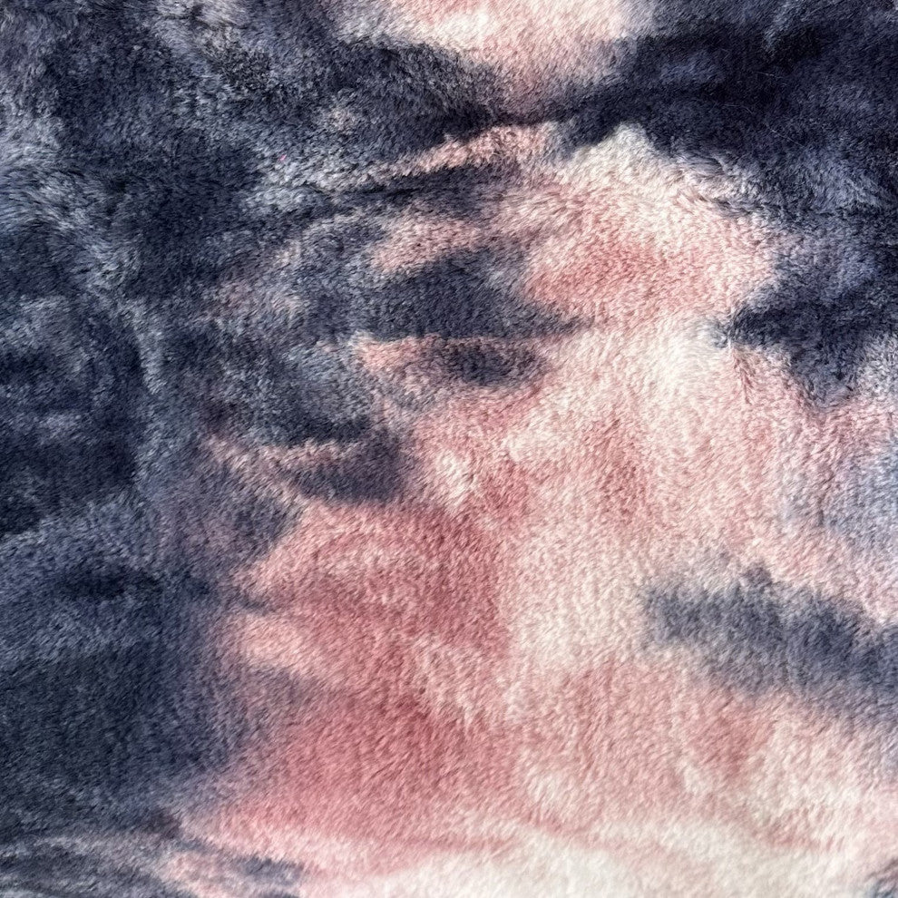 Plutus Pink Navy Fureal Faux Fur Luxury Throw Pillow, Pink Navy, 16" x 16"