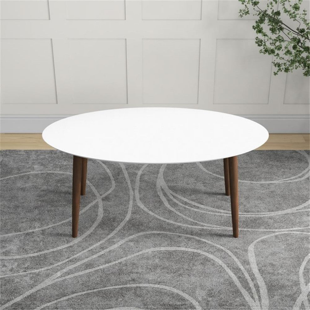 Stowe Modern Style Solid Wood Walnut White Top Oval Kitchen&Dining Room Table