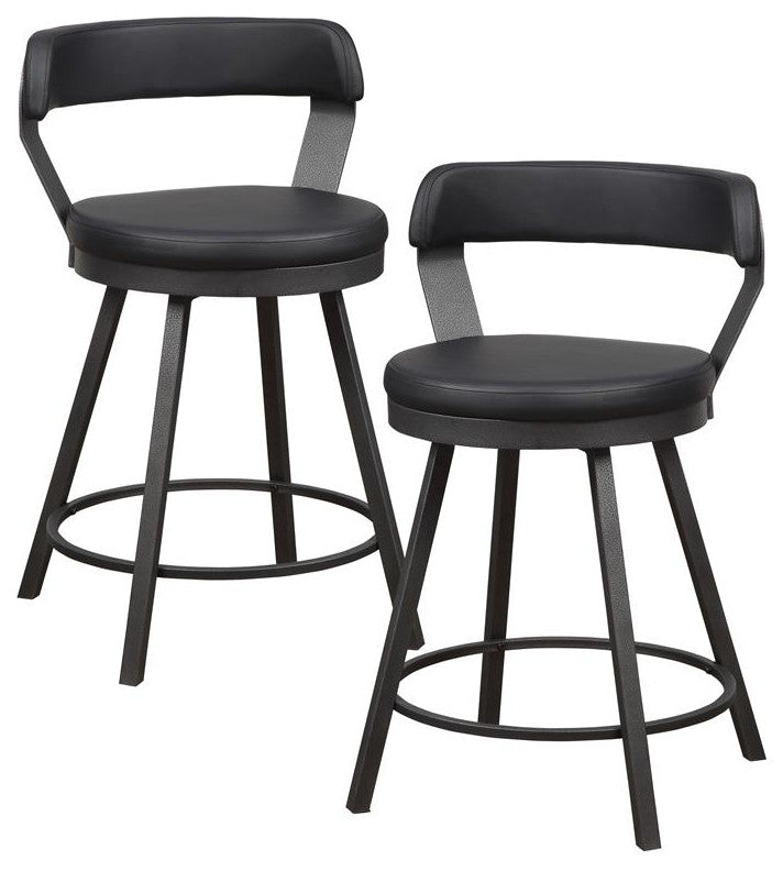 Lexicon Appert Metal Swivel Counter Height Stool in Silver/Black (Set of 2)