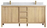 Elizabeth Oak 72" Double Sink Vanity, White 1.5" Empira Quartz