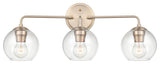 3 Light 25.5 in. Modern Gold Bathroom Vanity Light