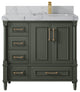Aberdeen 36 Right Offset Bath Vanity in Pewter Green 2" Venatino Quartz