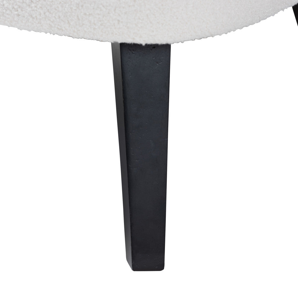 Naara Contemporary Ivory Boucle Upholstered and Black Finished Wood Accent Chair