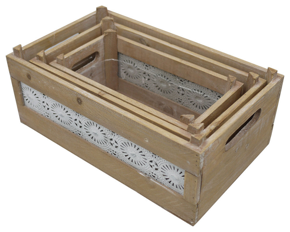 Wood Nesting Storage Crates, 2-Piece Set