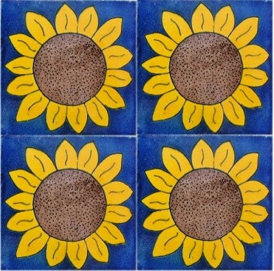 4.2x4.2 9 pcs Big Sunflower Talavera Mexican Tile