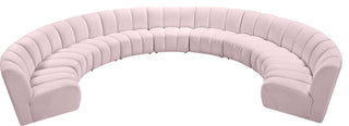 Infinity Channel Tufted Velvet Modular Chair, Pink, 9 Piece