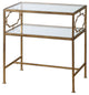 Luxe Contemporary Gold Iron Side Table With Glass Top