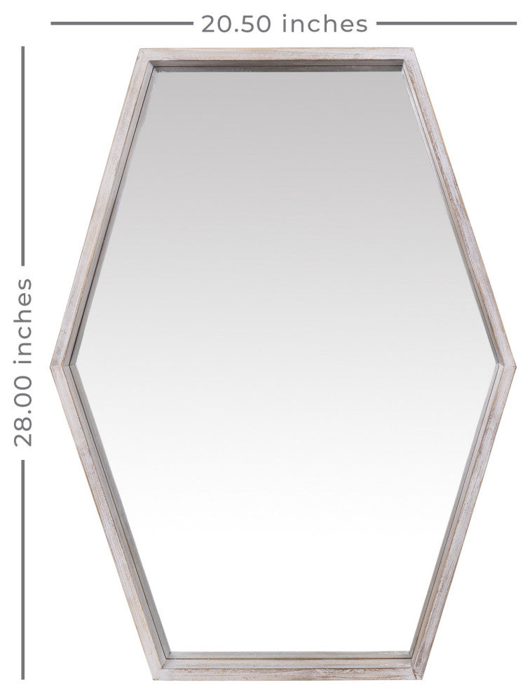 Wooden Hexagonal Wall Mirror