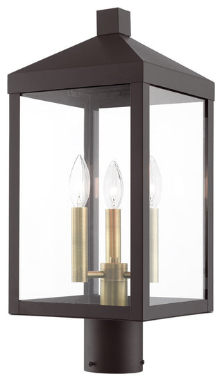 Nyack 3 Light Bronze, Antique Brass Cluster Medium Outdoor Post Top Lantern