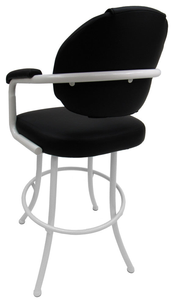 Swivel Counter Metal Pub Set - M-70 Stools 26" or 30", Black Vinyl - White, 30", Crackle Glass