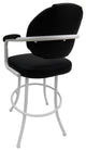 Swivel Counter Metal Pub Set - M-70 Stools 26" or 30", Black Vinyl - White, 30", Crackle Glass