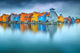 Blue Morning at Waters Edge Landscape Framed Photo Paper Wall Art Prints, Black, 8" X 10"