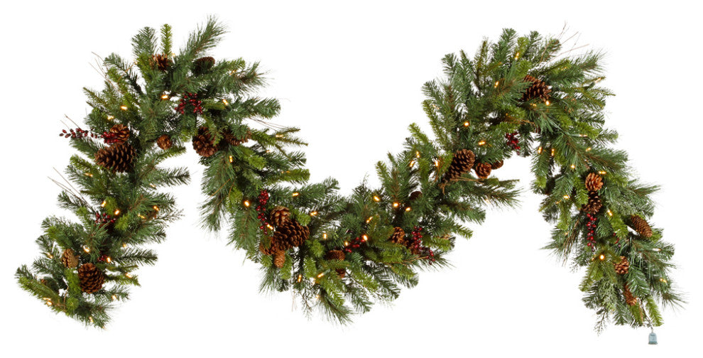 Vickerman G118715Led 9' Cibola Mixed Berry Christmas Garland, Warm White Lights