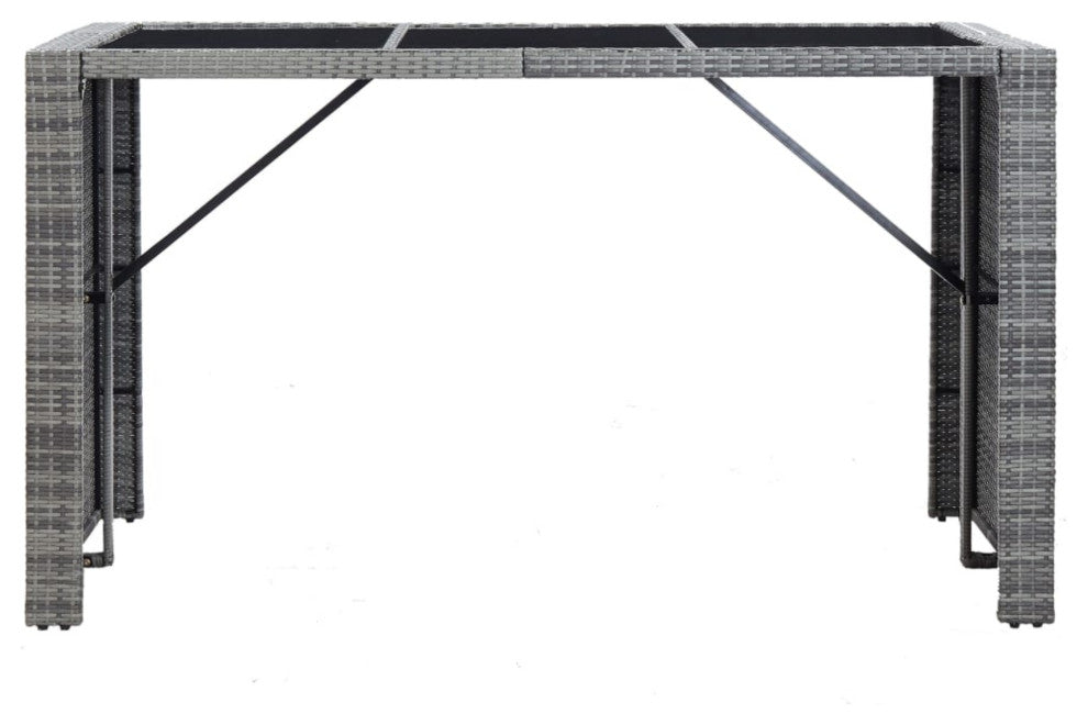 vidaXL 7-Piece Garden Bar Set With Cushions Poly Rattan Gray